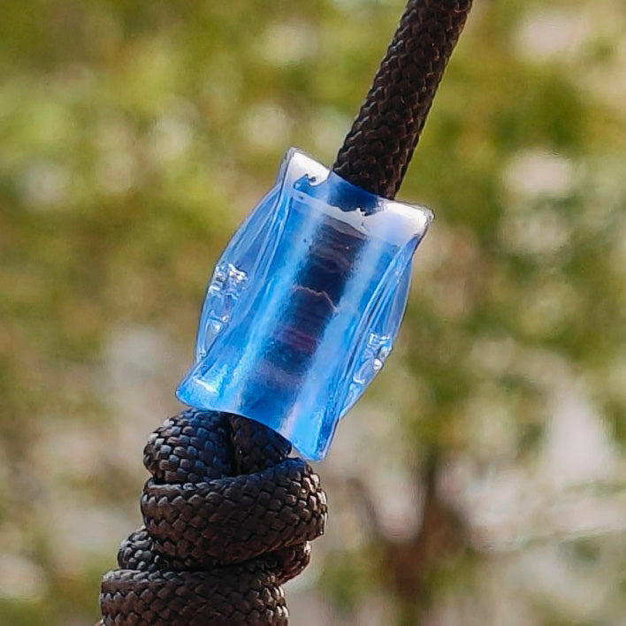 SnakeSword Resin Lanyard Beads Transparent blue Resin Skull Knives EDC Beads 3 PCS