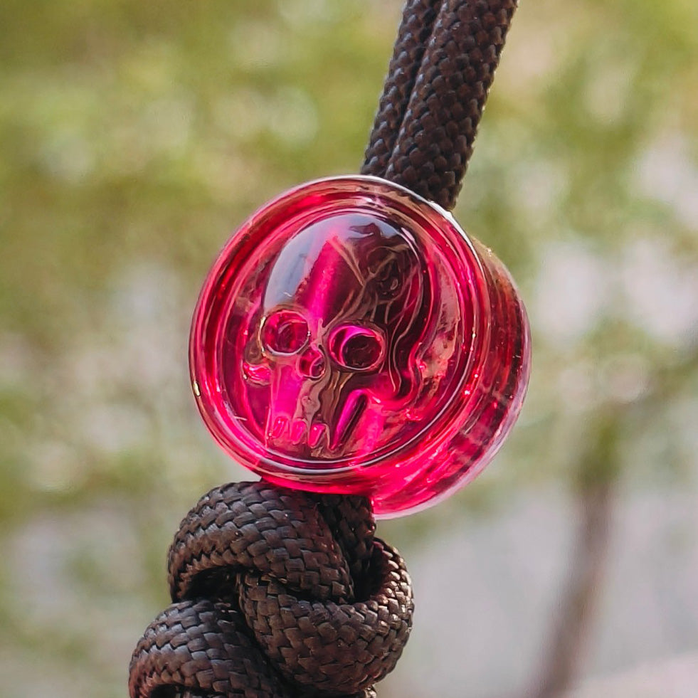 SnakeSword Resin Lanyard Beads Claret Color Resin Skull Knives EDC Beads 3 PCS