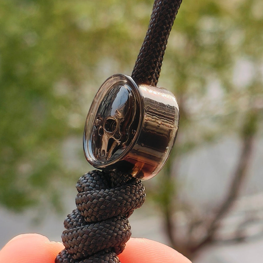 SnakeSword Resin Lanyard Beads Transparent Black Resin Skull Knife EDC Pendant 3 PCS