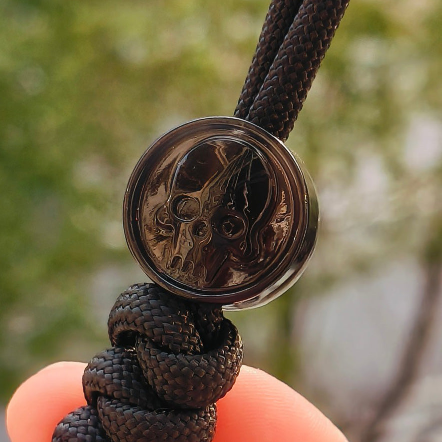 SnakeSword Resin Lanyard Beads Transparent Black Resin Skull Knife EDC Pendant 3 PCS