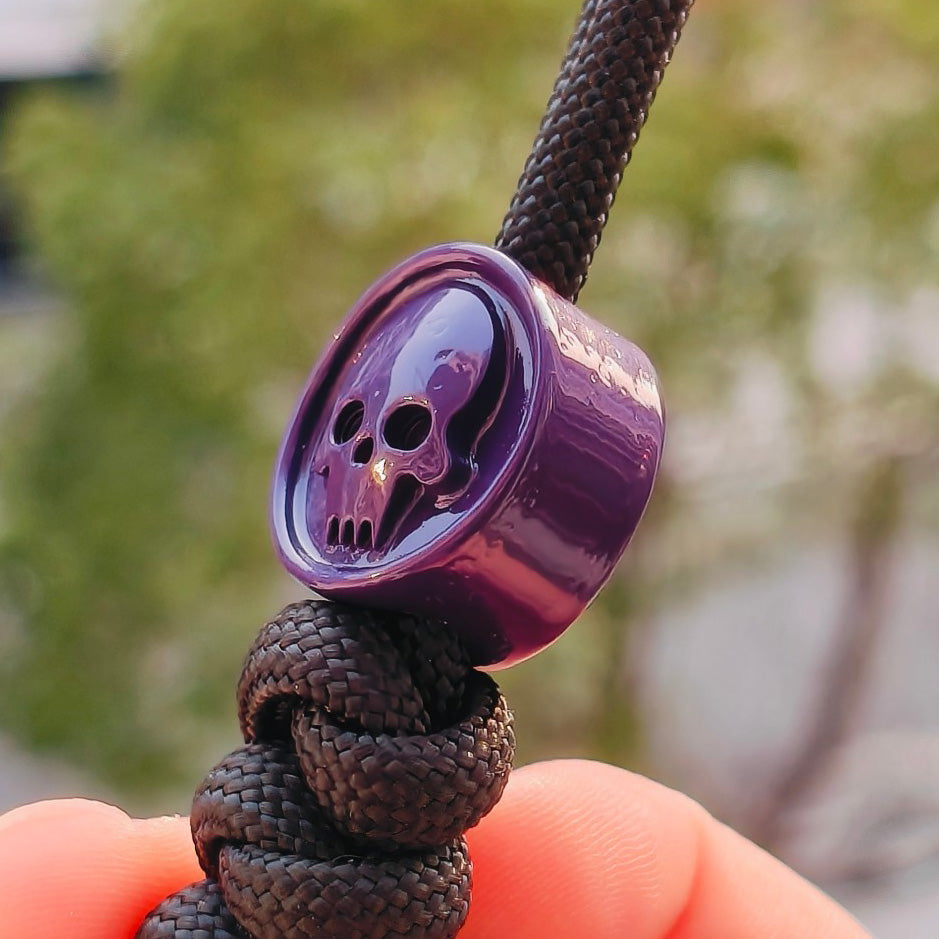 SnakeSword Resin Lanyard Beads Purple Resin Skull Knife Beads EDC Pendant 3 PCS