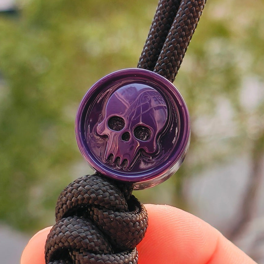 SnakeSword Resin Lanyard Beads Purple Resin Skull Knife Beads EDC Pendant 3 PCS