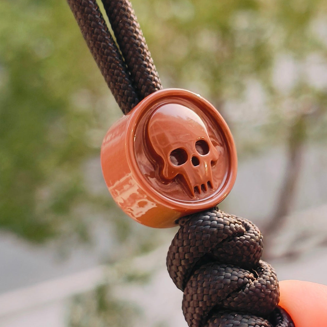 SnakeSword Resin Lanyard Beads Brown Resin Skull Knife Beads EDC Pendant 3 PCS