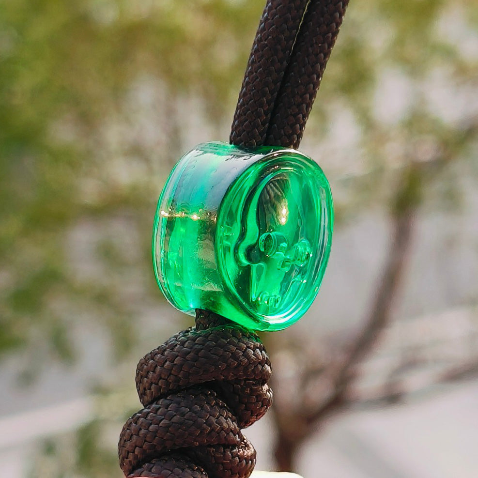 SnakeSword Resin Lanyard Beads Transparent Green Resin Skull Knife EDC Pendant 3 PCS