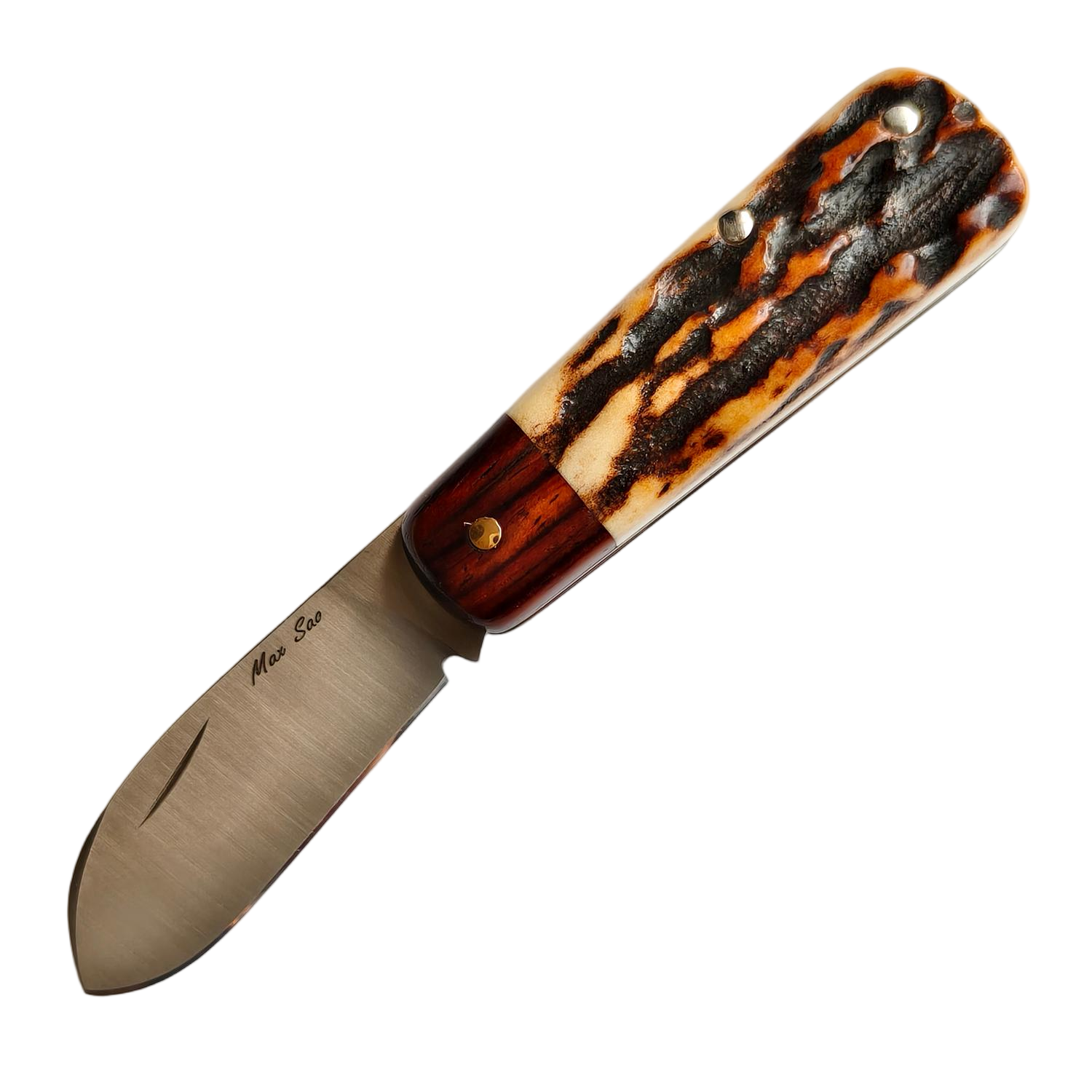 Sao Knife Pocket Knife 14C28N Blade Deer antler stalk Handle SK260514-2