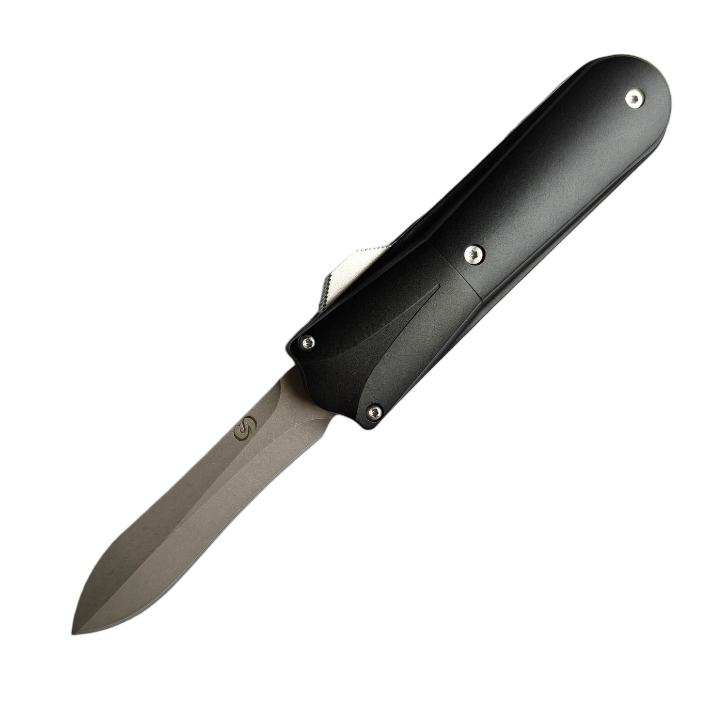 Sao Knife OTF Knife CPM-20CV Blade Aluminum Handle Mammoth ivory Patch