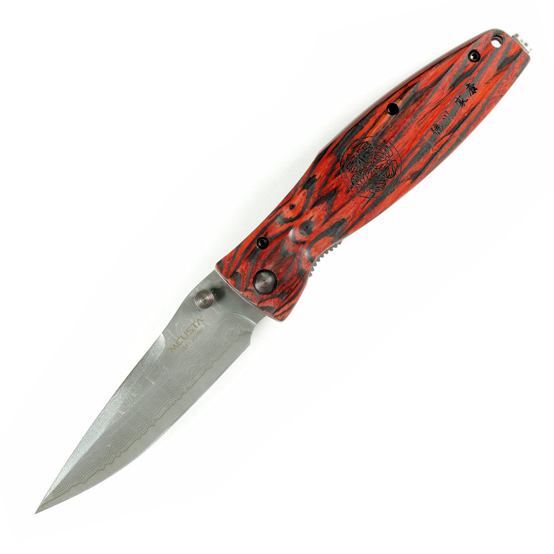 Mcusta Folding Knives MC-0183D Damascus Steel Red Pakkawood with Stainless Liner Lock