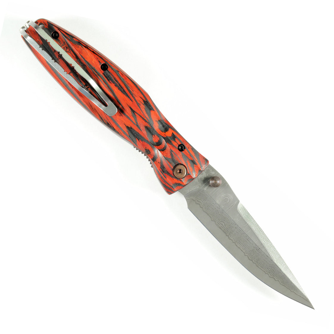 Mcusta Folding Knives MC-0183D Damascus Steel Red Pakkawood with Stainless Liner Lock