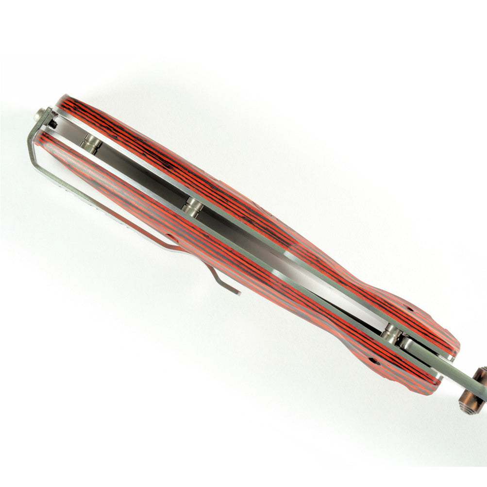 Mcusta Folding Knives MC-0183D Damascus Steel Red Pakkawood with Stainless Liner Lock