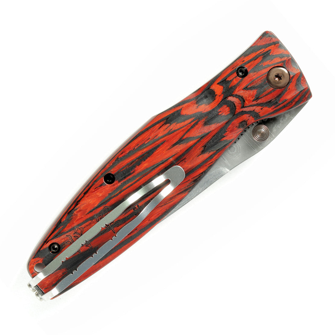 Mcusta Folding Knives MC-0183D Damascus Steel Red Pakkawood with Stainless Liner Lock