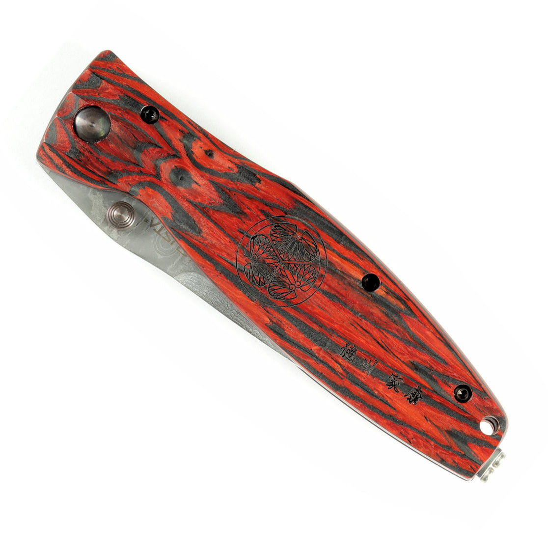Mcusta Folding Knives MC-0183D Damascus Steel Red Pakkawood with Stainless Liner Lock