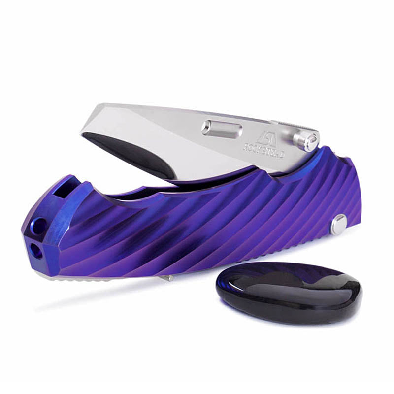 Rockstead RYO H-ZDP (BL) ZDP189 Blade Blue DLC Titanium Handle Button Lock