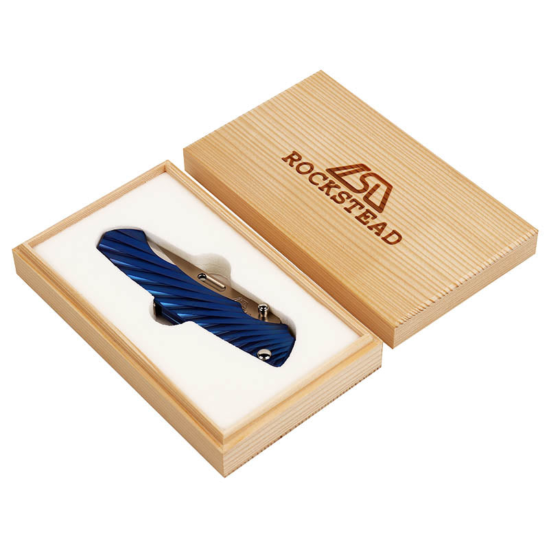 Rockstead RYO H-ZDP (BL) ZDP189 Blade Blue DLC Titanium Handle Button Lock