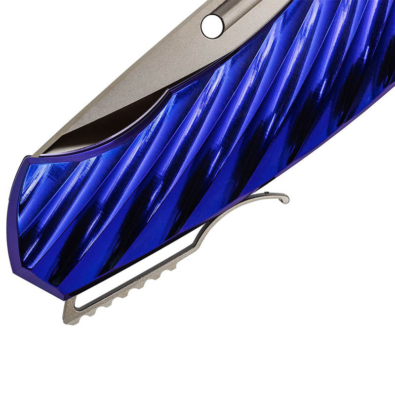 Rockstead RYO H-ZDP (BL) ZDP189 Blade Blue DLC Titanium Handle Button Lock