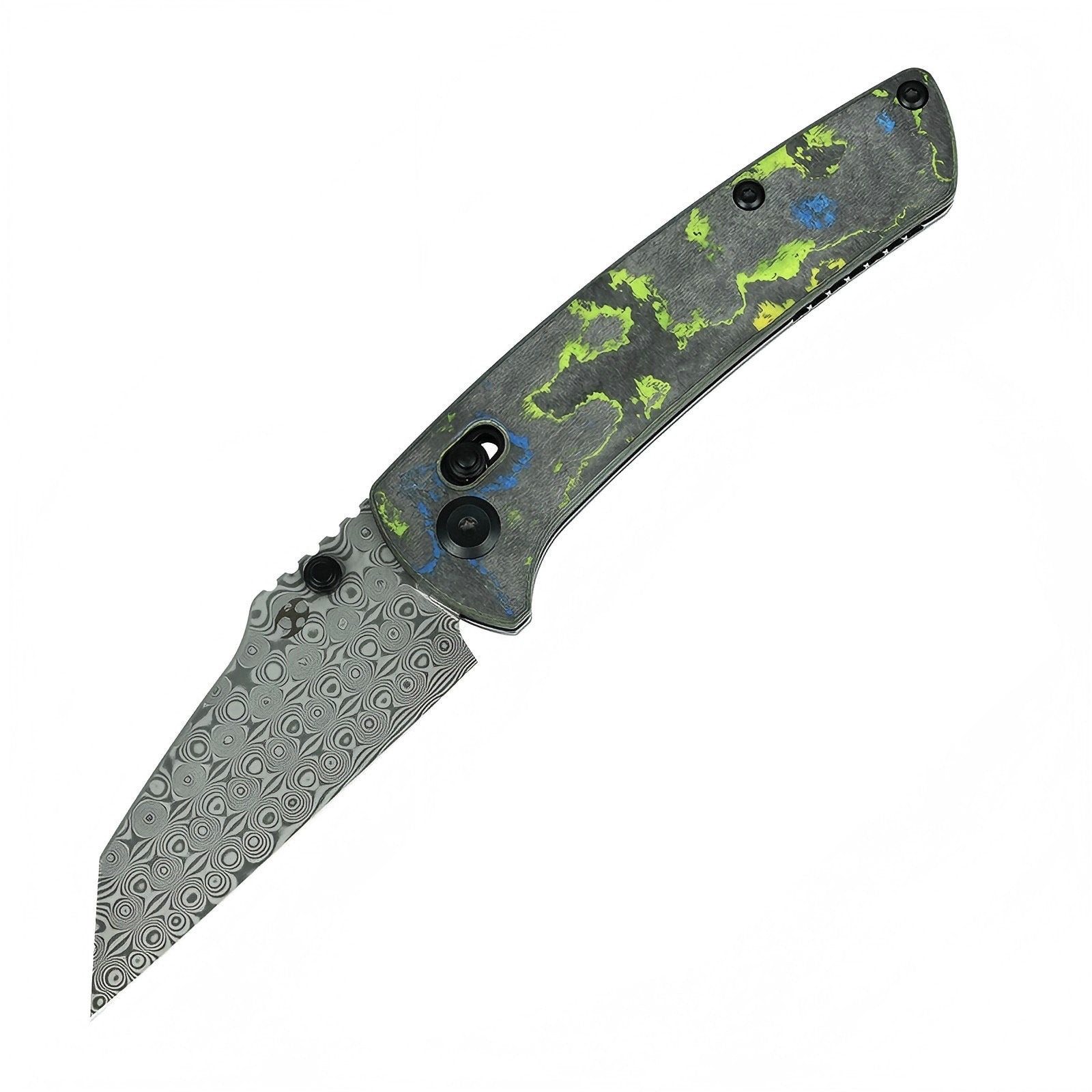 Kansept Main Street K1015V5 Damascus Blade Gecko Camo Carbon Handle Cr