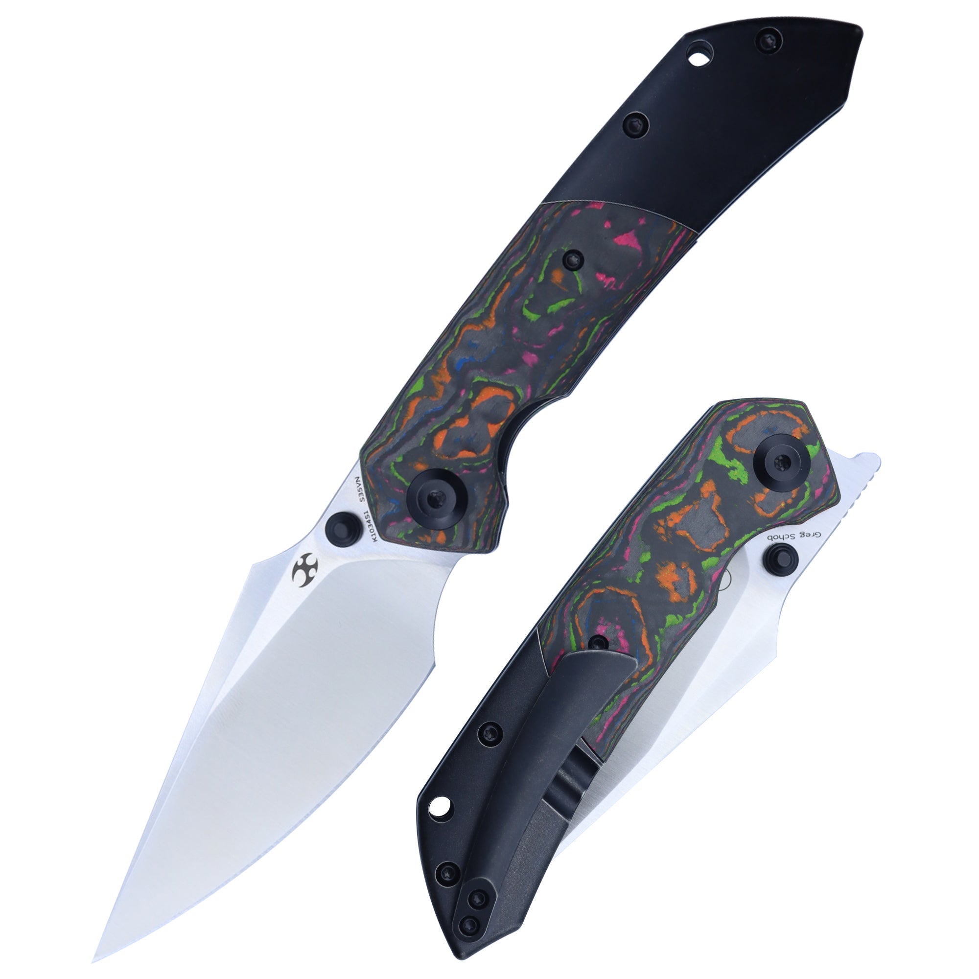 Kansept Fenrir K1034S1 Flipper Knife CPM-S35VN Blade Titanium + Carbon Fiber Handle Edc Knife