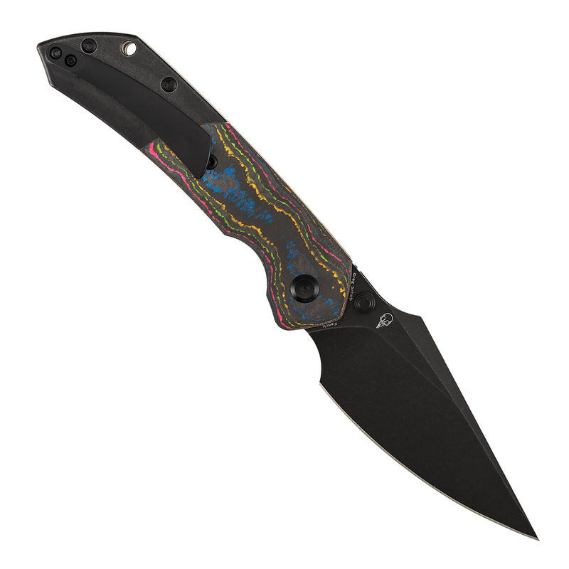 Kansept Fenrir K1034H1 Blackwash CPM-20CV Blade 80S Camo Carbon Fiber & Titanium Handle Top Liner Lock Folding Knife