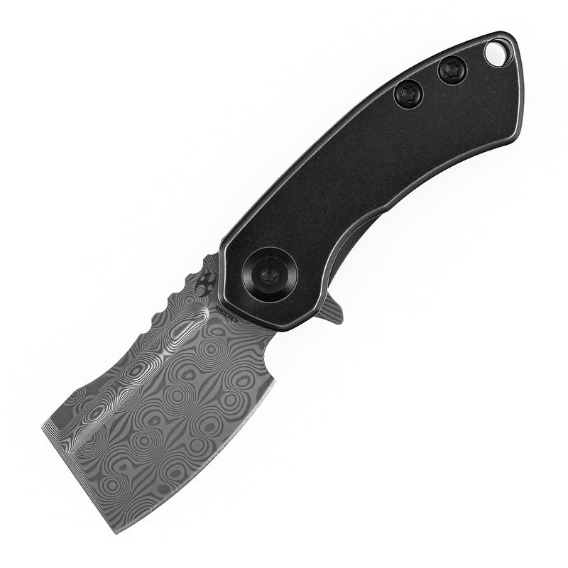 Kansept Mini Korvid K3030H1 Damascus Blade Titanium Handle Liner Lock Folding Kinfe
