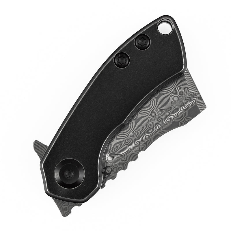 Kansept Mini Korvid K3030H1 Damascus Blade Titanium Handle Liner Lock Folding Kinfe