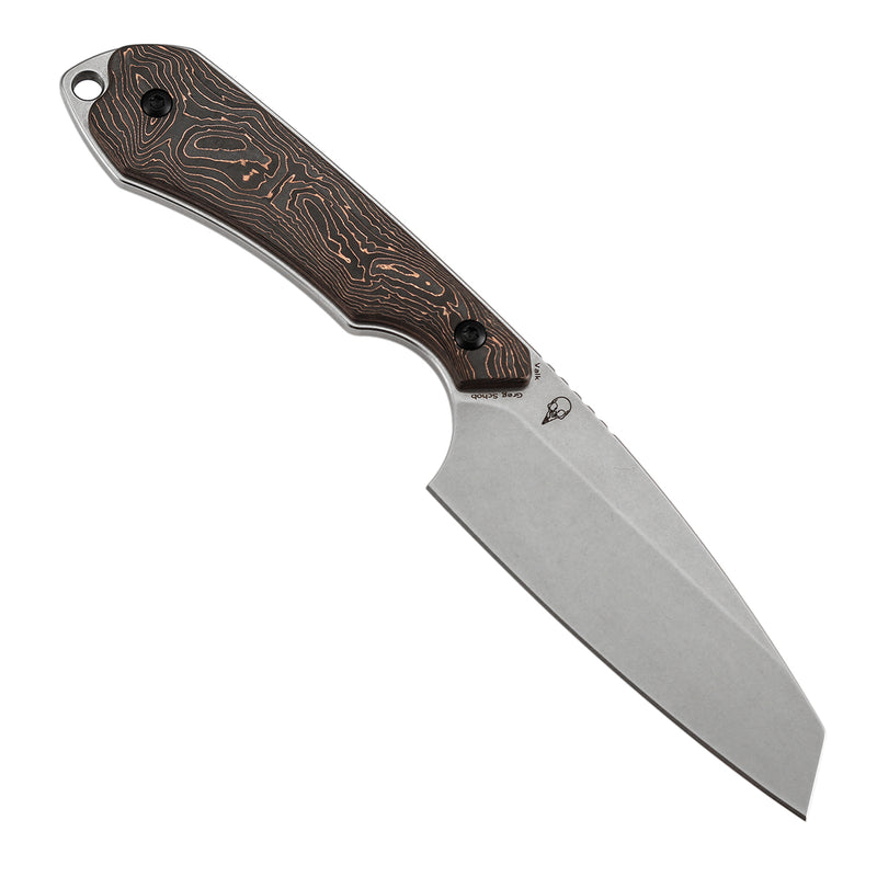 Kansept Valk G019A5 Stonewashed Nitro-V Blade Copper Carbon Fiber Handle Fixed Blade Knife