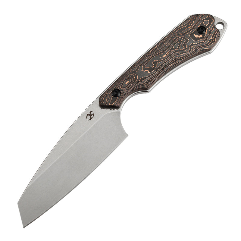 Kansept Valk G019A5 Stonewashed Nitro-V Blade Copper Carbon Fiber Handle Fixed Blade Knife