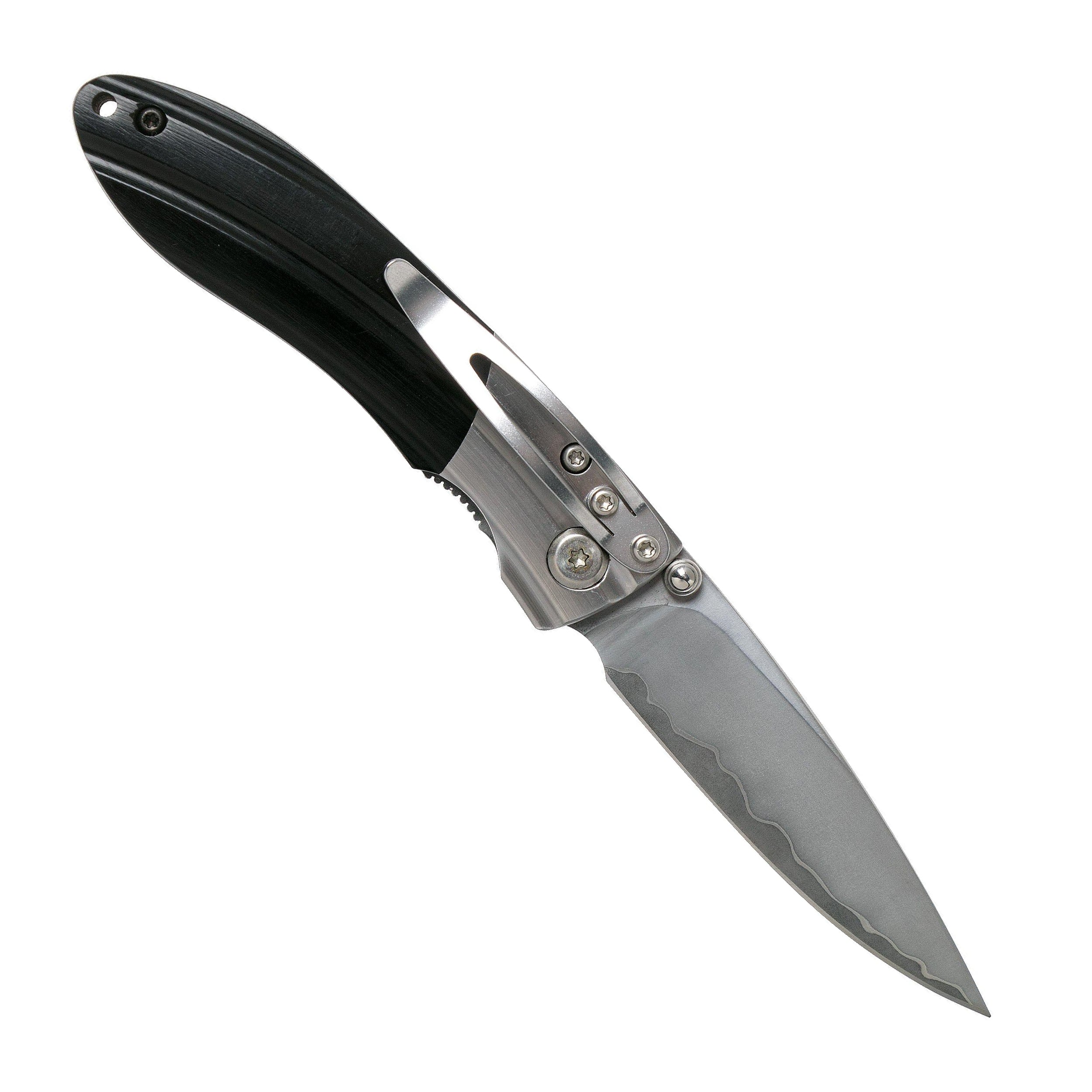 Mcusta Knife MC-0142 VG10 Blade African Ebony Wood Handles with Steel Bolsters Ripple Folding Knife Liner Lock