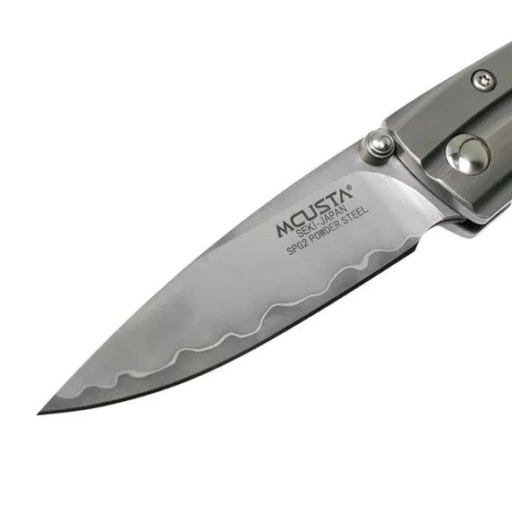 Mcusta Knife MC-0142 VG10 Blade African Ebony Wood Handles with Steel Bolsters Ripple Folding Knife Liner Lock