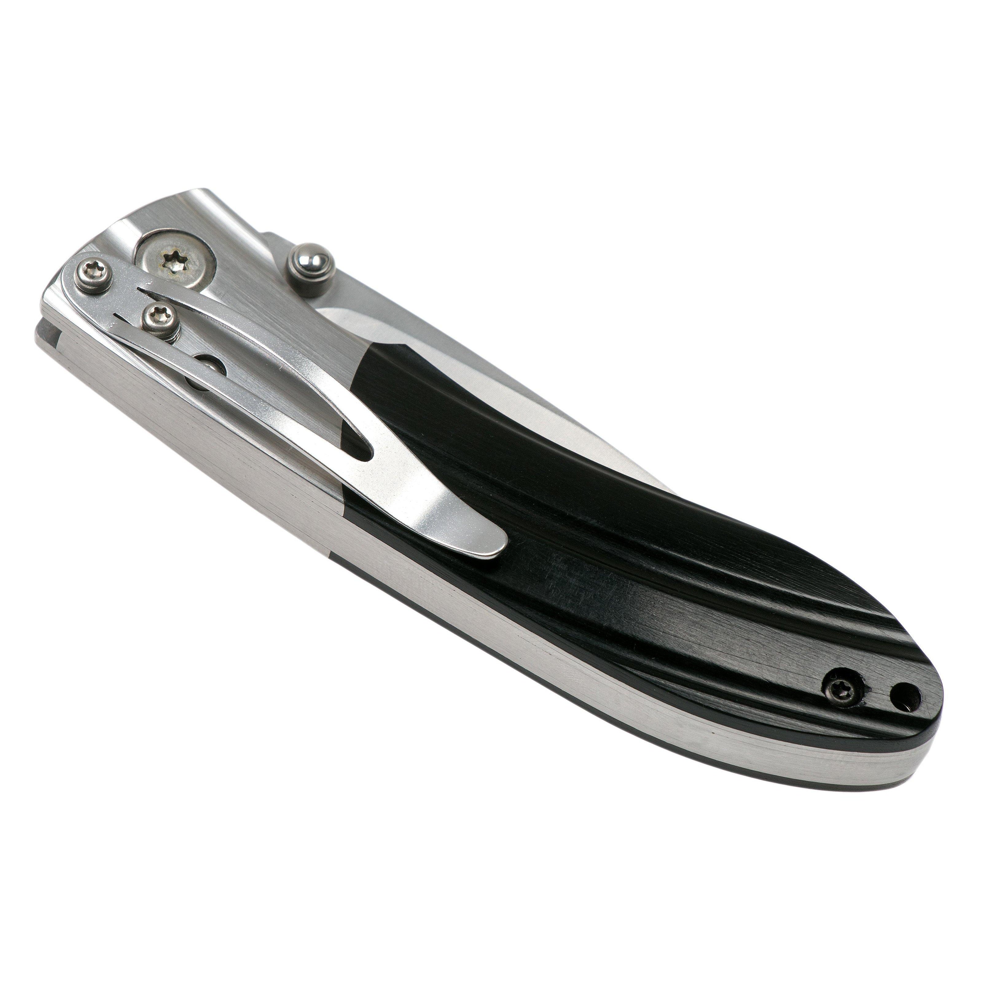 Mcusta Knife MC-0142 VG10 Blade African Ebony Wood Handles with Steel Bolsters Ripple Folding Knife Liner Lock