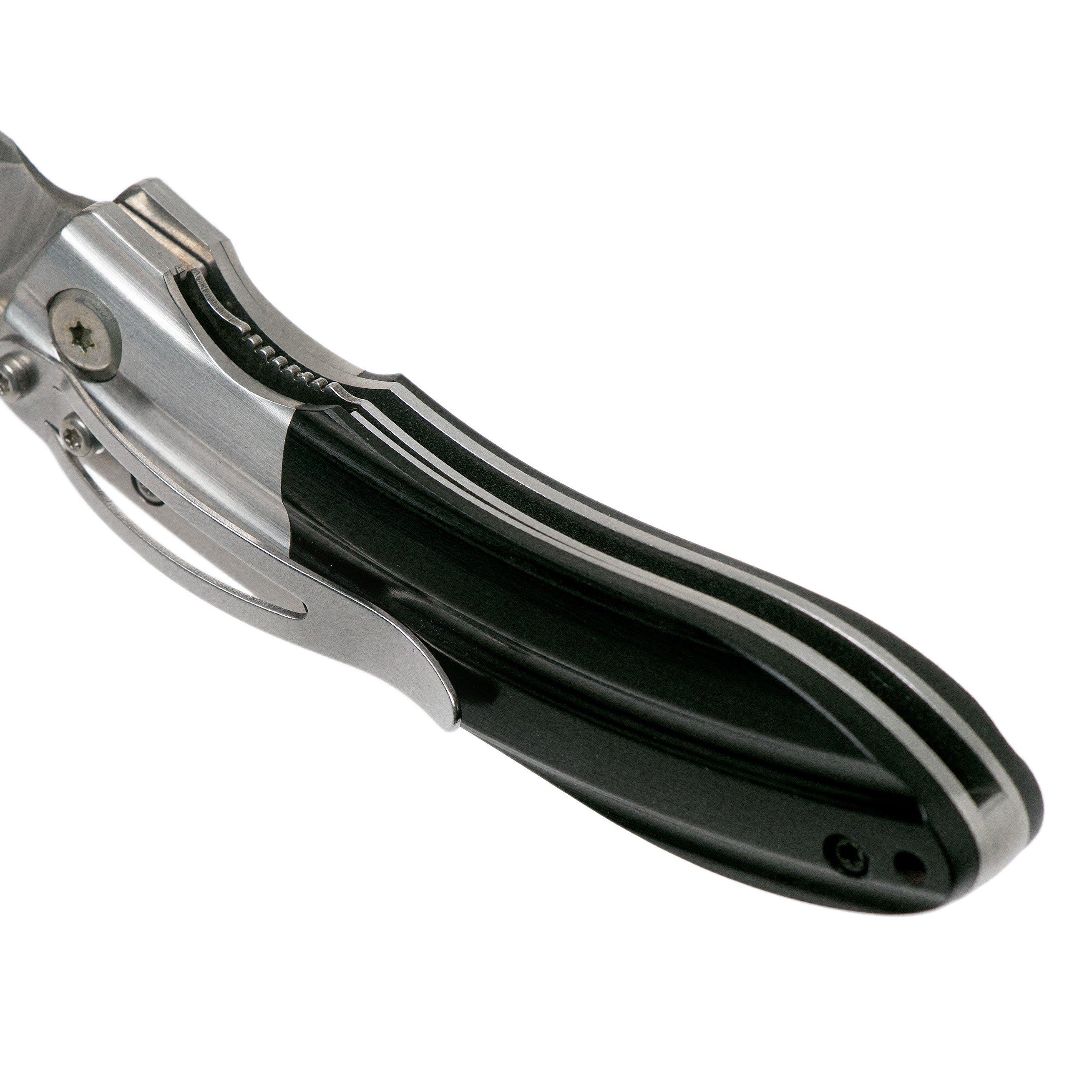 Mcusta Knife MC-0142 VG10 Blade African Ebony Wood Handles with Steel Bolsters Ripple Folding Knife Liner Lock