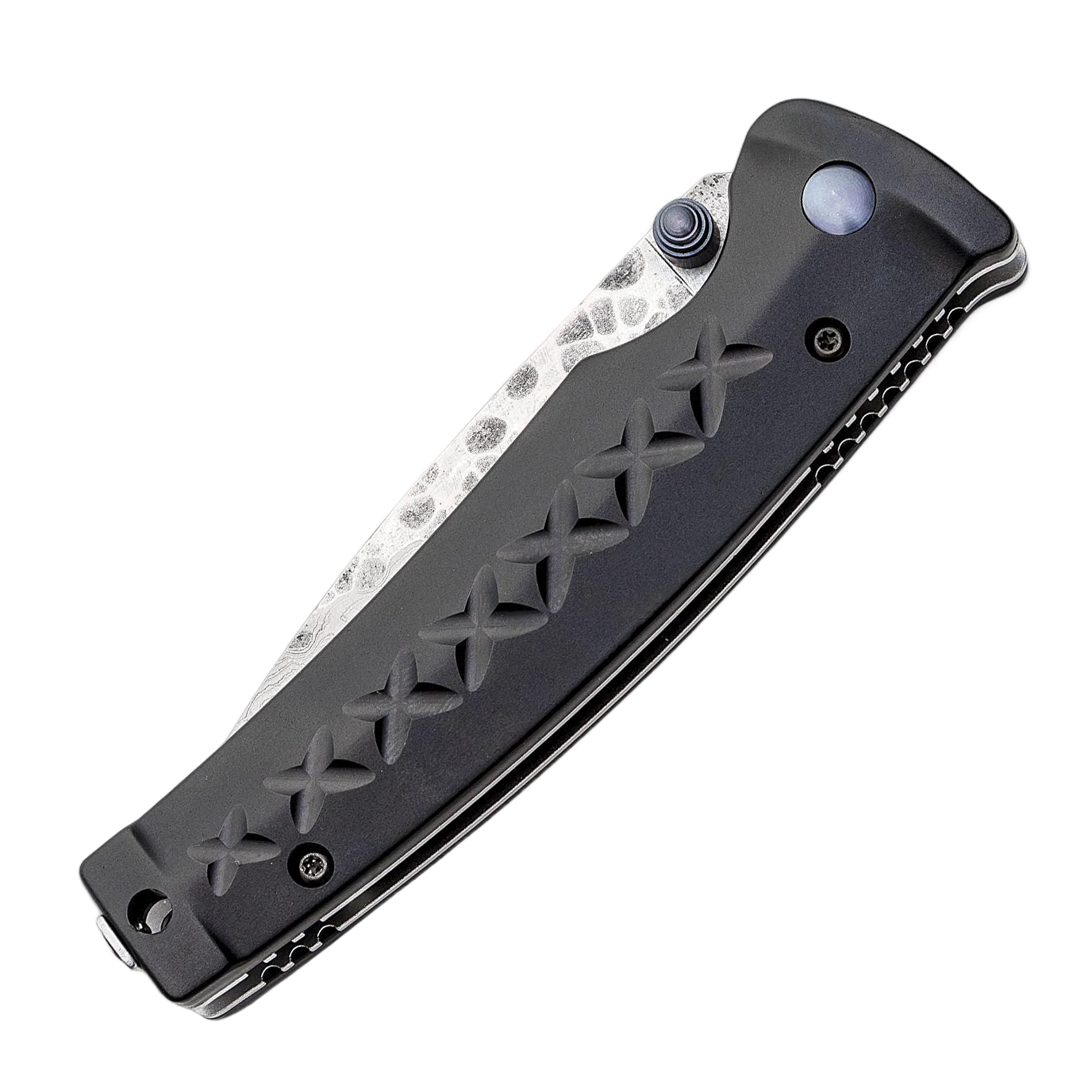 Mcusta MC-0161D Fusion Folding Knife VG-10 Damascus Drop Point Blade Black Aluminum Handles Liner Lock