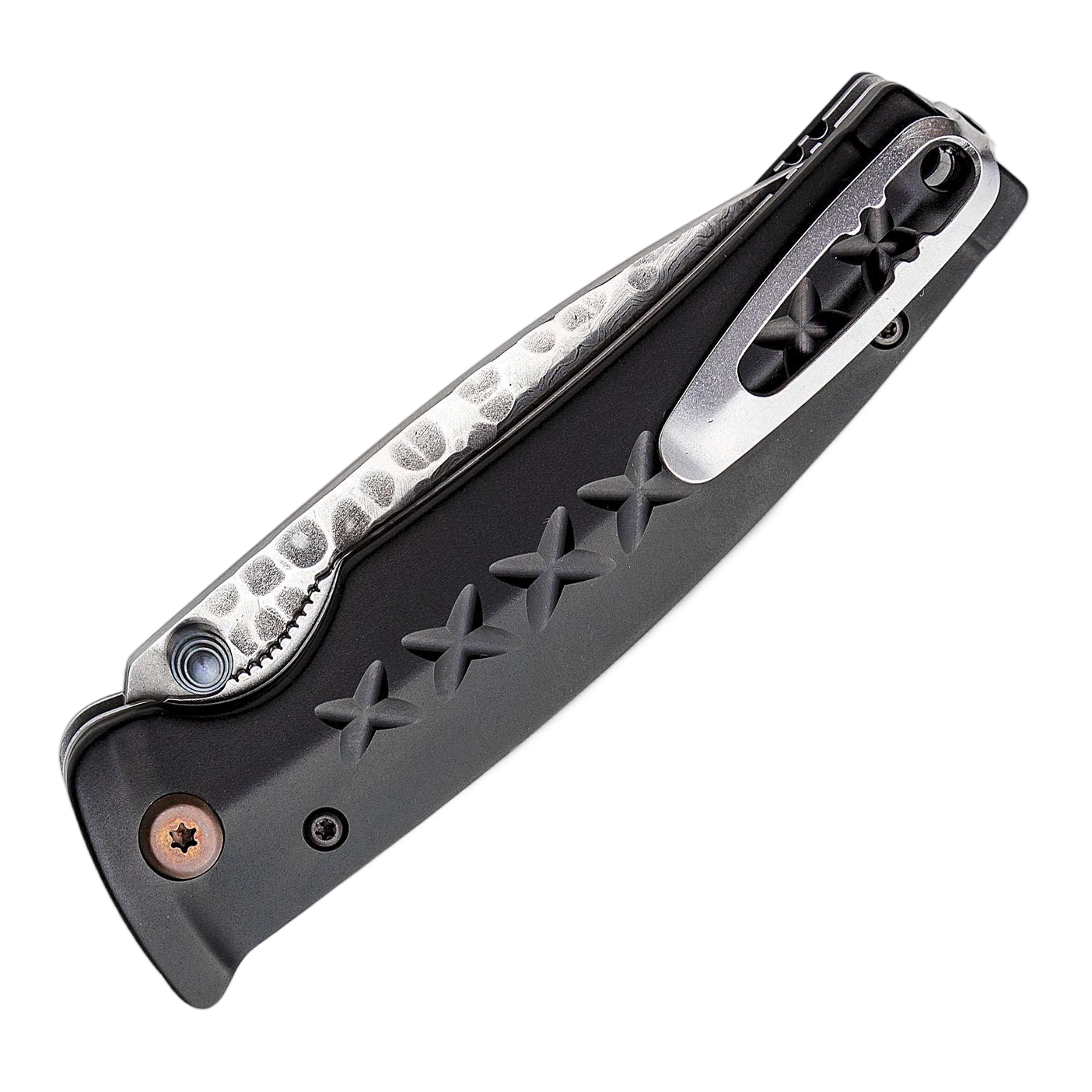 Mcusta MC-0161D Fusion Folding Knife VG-10 Damascus Drop Point Blade Black Aluminum Handles Liner Lock