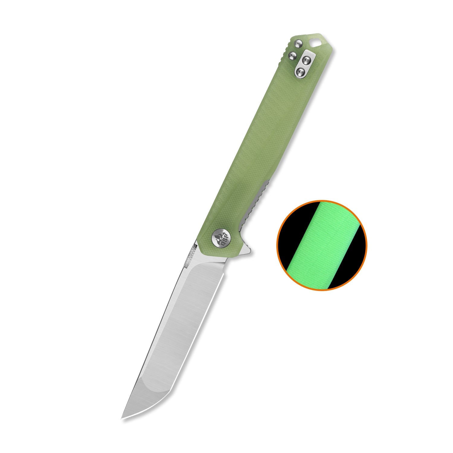 QSP Mantis QS176-B1 Satin Washed Nitro-V Blade Glow in the Dark G10 Handle Liner Lock Folding Knife