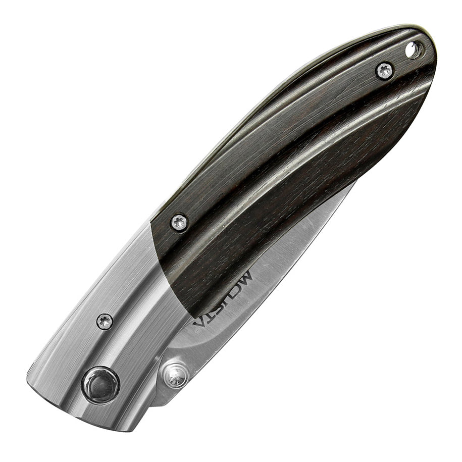 Mcusta Knife MC-0142 VG10 Blade African Ebony Wood Handles with Steel Bolsters Ripple Folding Knife Liner Lock
