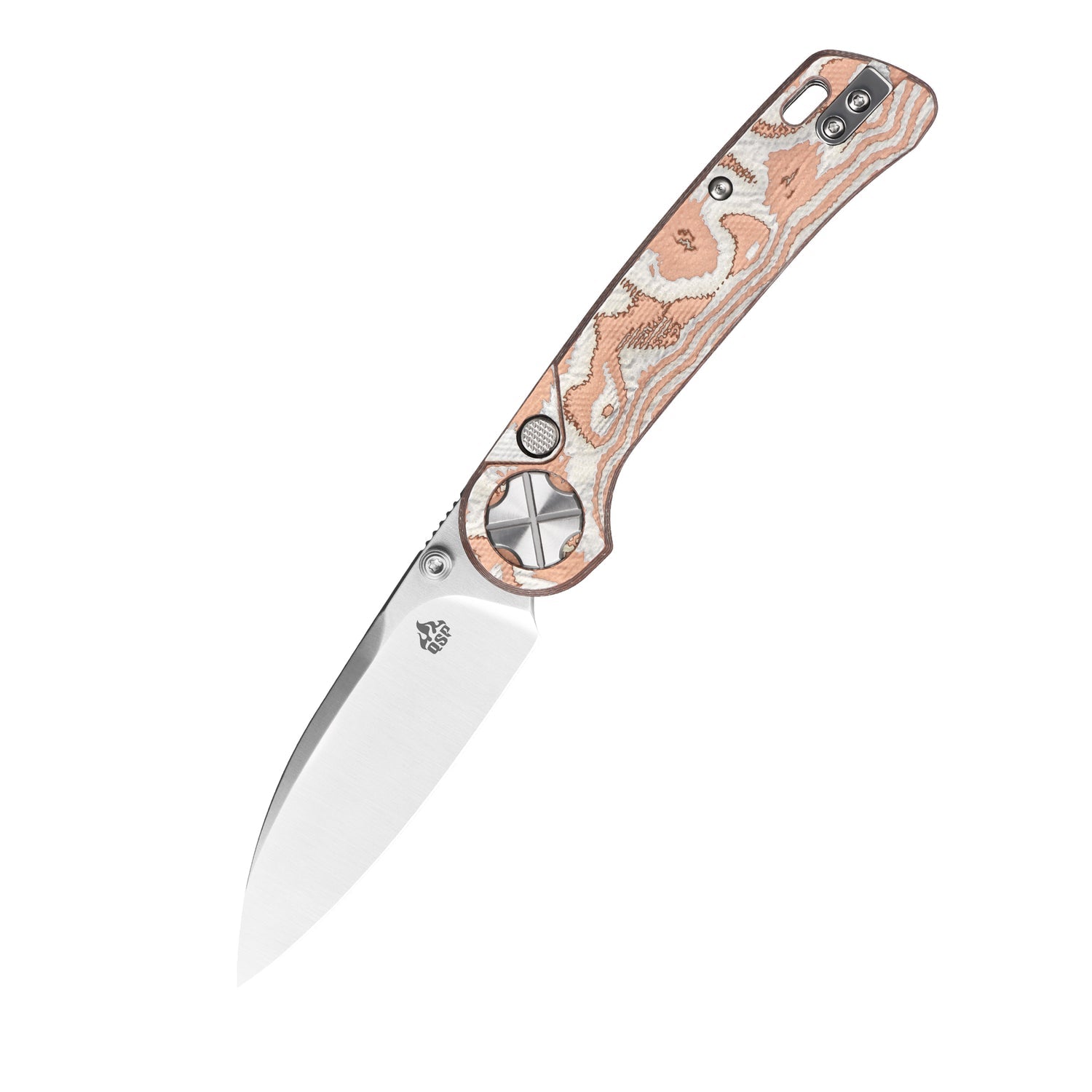 QSP Orca QS179-C1 10Cr15MoV Blade G10 with Copper & Aluminum Foil Handle Button Liner Lock Folding Knife