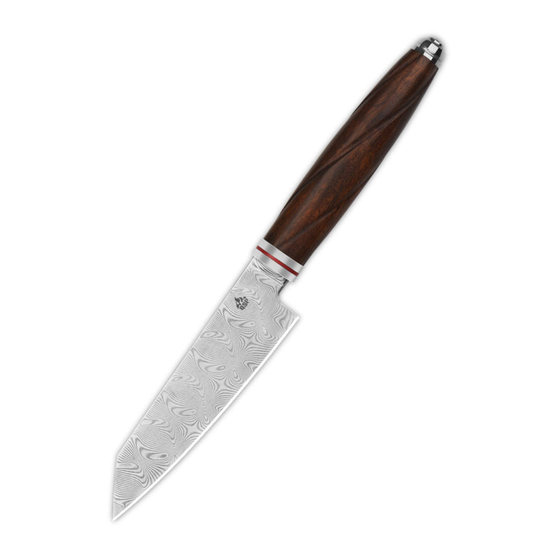 Cuchillo de cocina QSP QS-KK-005B, hoja Kiritsuke de Damasco de 4'', mango de madera de hierro del desierto, serie Mulan