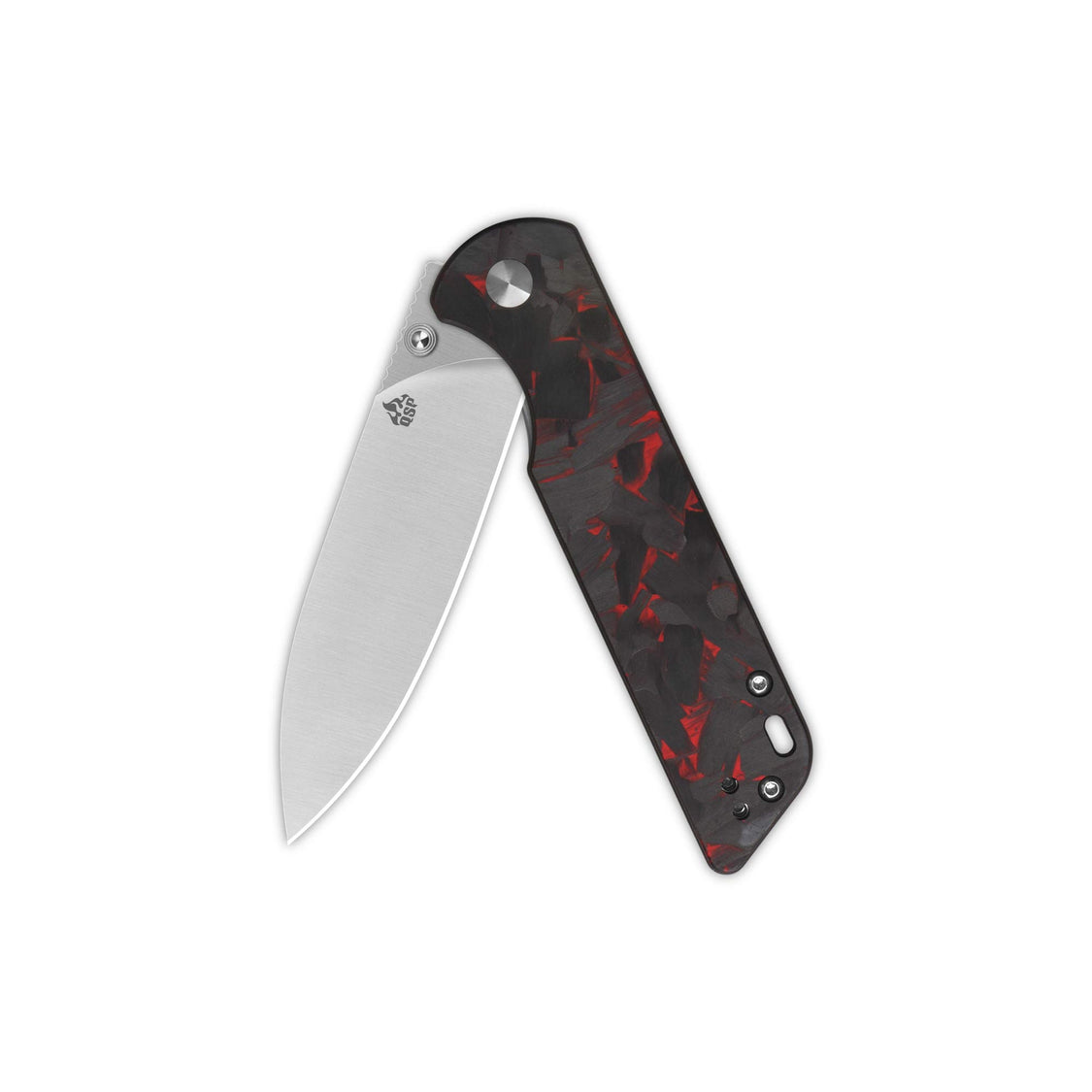 QSP Parrot V2 QS102-I V2 D2 Blade Shredded CF overlay G10 Handle Liner Lock Pocket knife