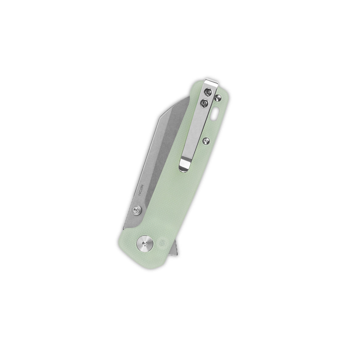 QSP Penguin QS130BL-B1 14C28N Blade Jade G10 Handle Button Lock Pocket Knife