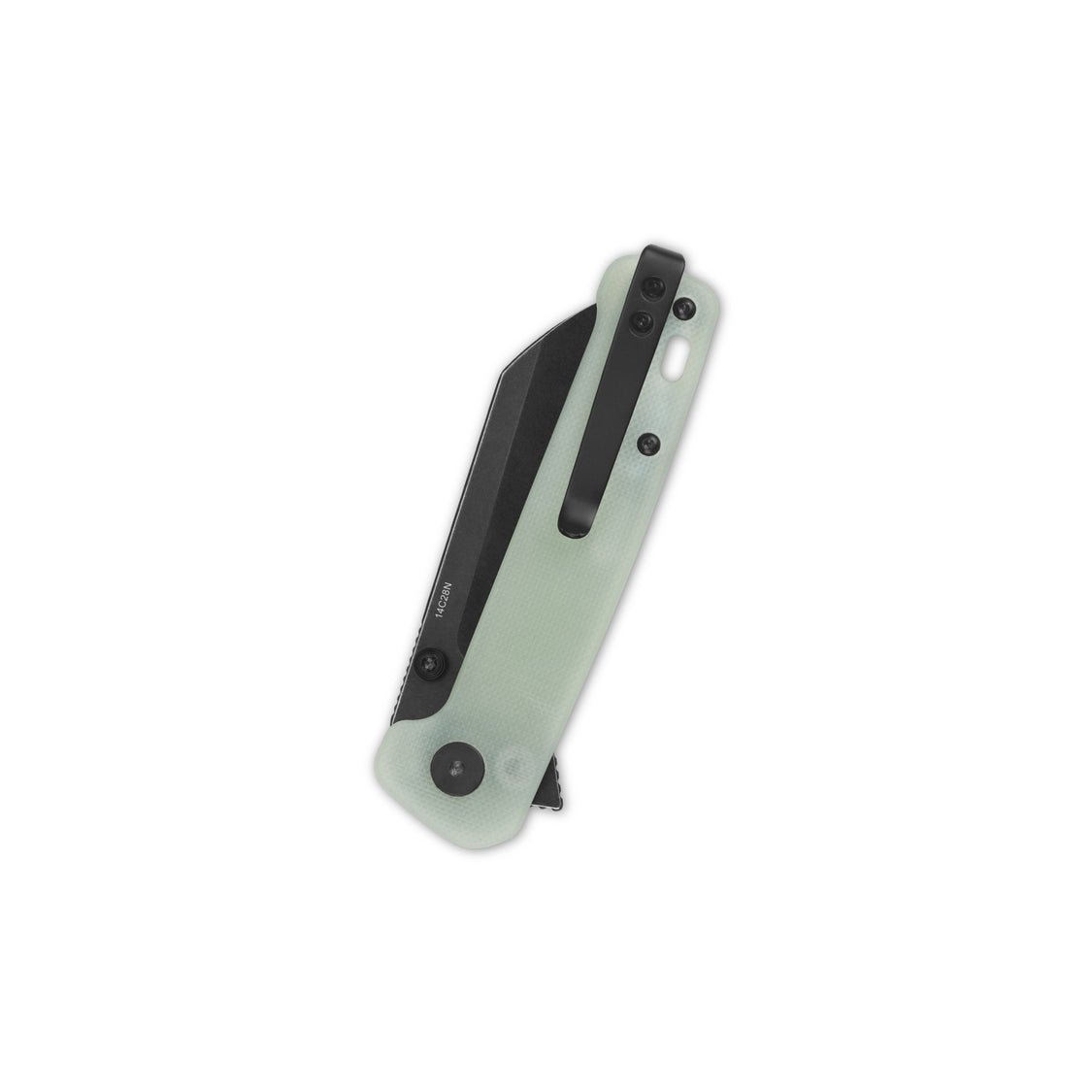QSP Penguin QS130BL-B2 14C28N Blade Jade G10 Handle Button Lock Pocket Knife