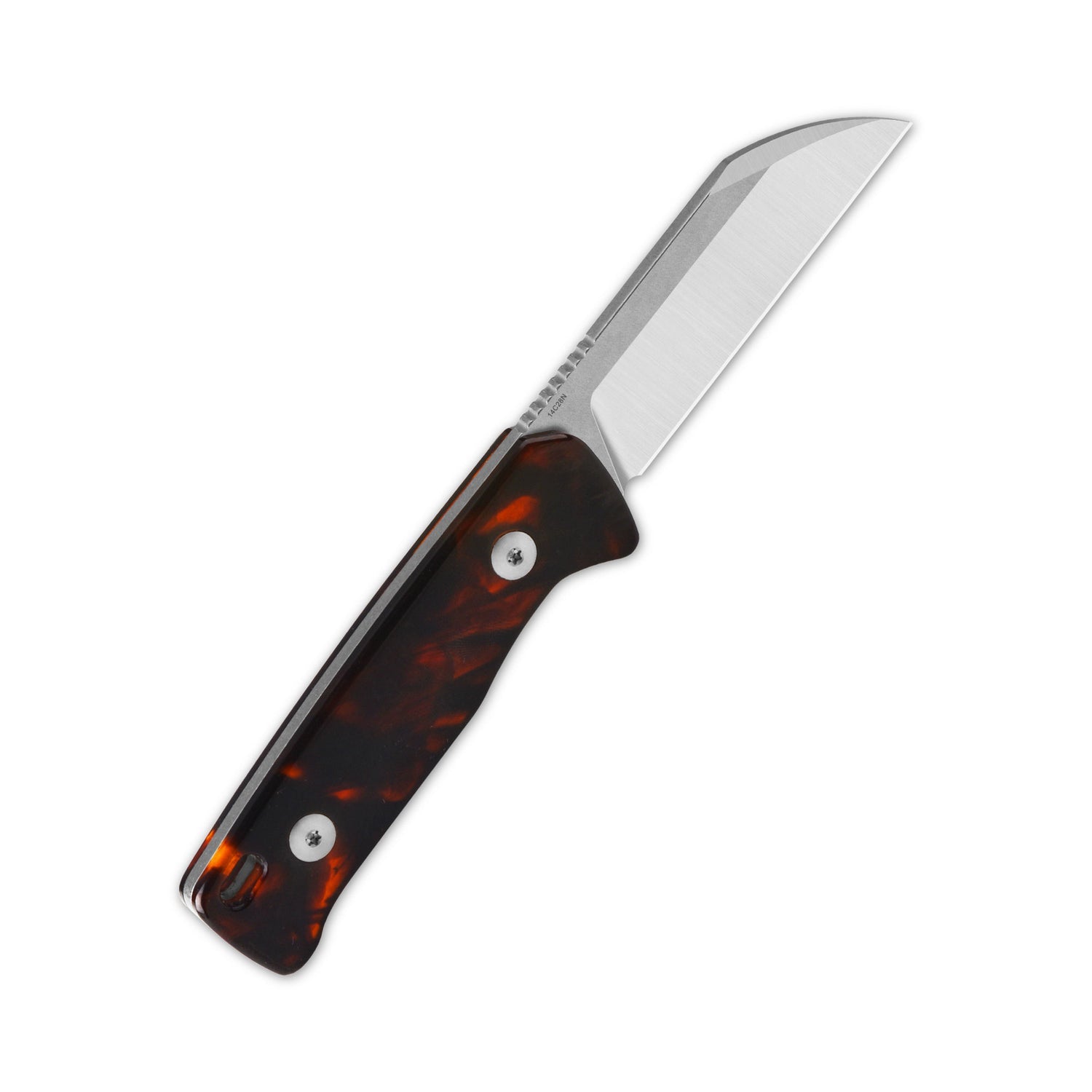 QSP Baby Penguin QS130BP-B1 14C28N Blade Tortoise Resin Handle with Clip Slip sheath Fixed Blade Knife