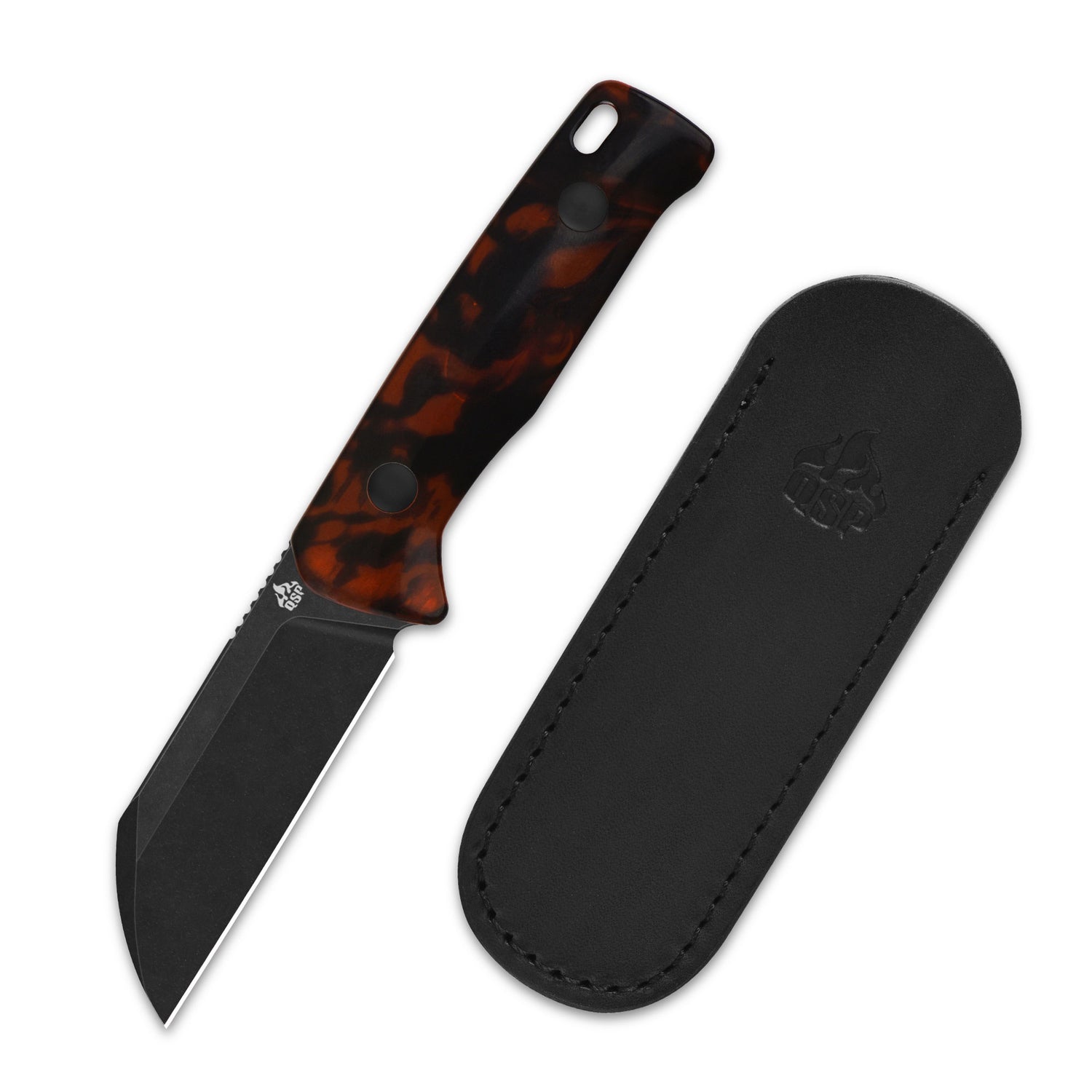 QSP Baby Penguin QS130BP-B2 14C28N Blade Tortoise Resin Handle with Clip Slip sheath Fixed Blade Knife