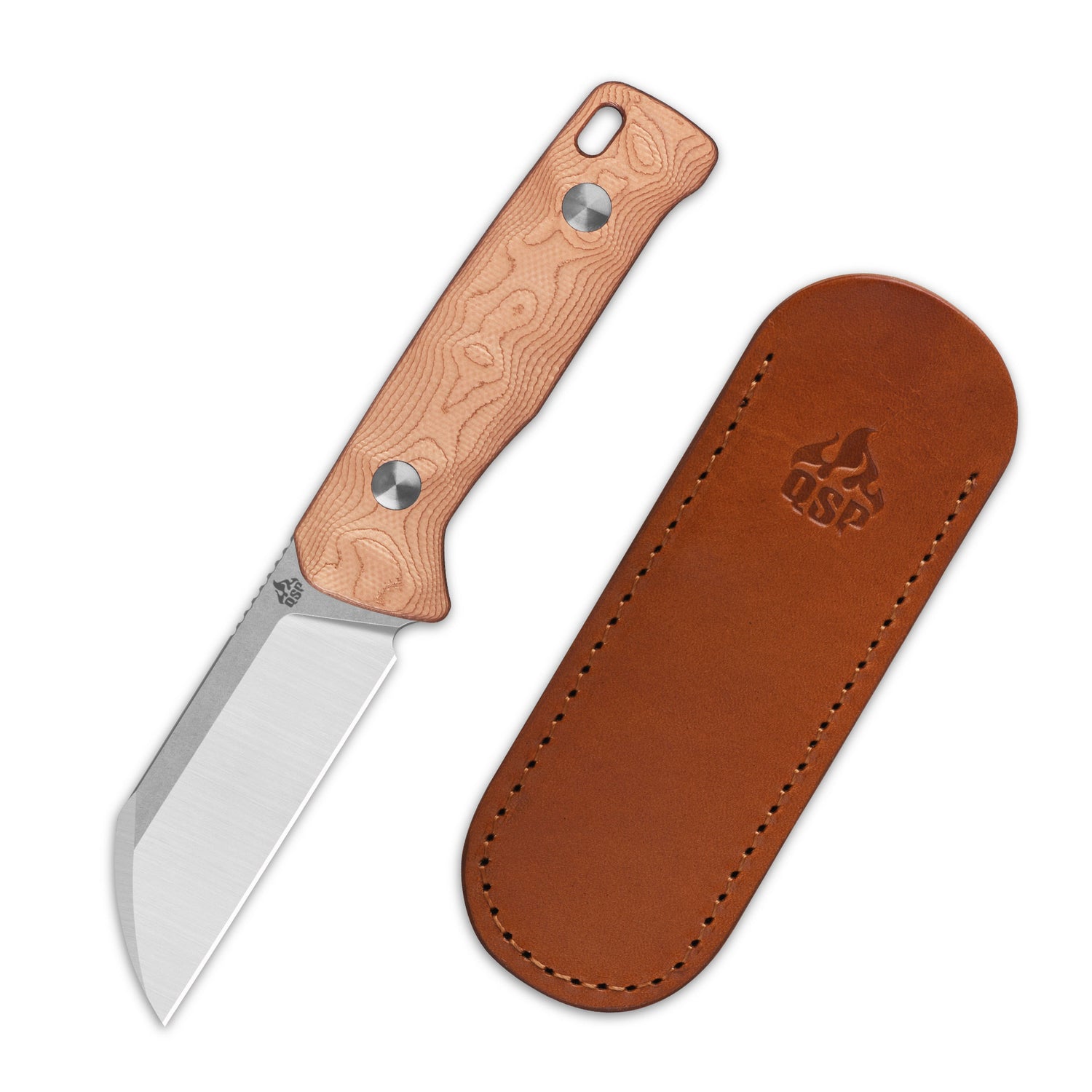 QSP Baby Penguin QS130BP-C1 14C28N Blade G10 with Copper Foil Handle with Clip Slip sheath Fixed Blade Knife