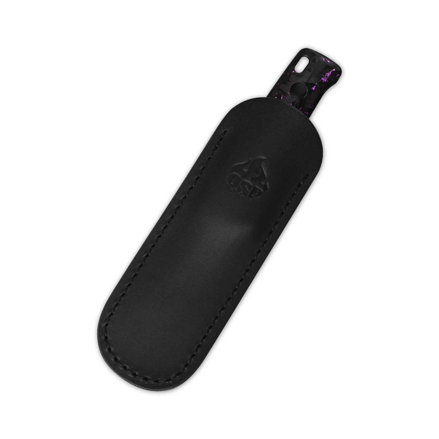 QSP Baby Penguin QS130BP-E2 14C28N Blade Purple Shredded CF Handle with Clip Slip sheath Fixed Blade Knife