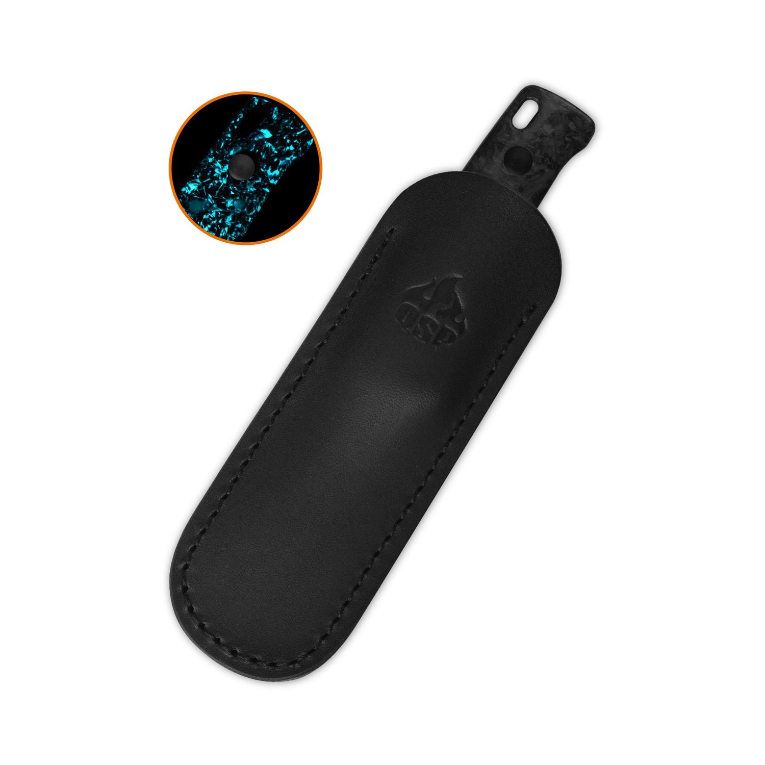 QSP Baby Penguin QS130BP-F2 14C28N Blade Blue Glow-in-the-dark shredded CF Handle with Clip Slip sheath Fixed Blade Knife