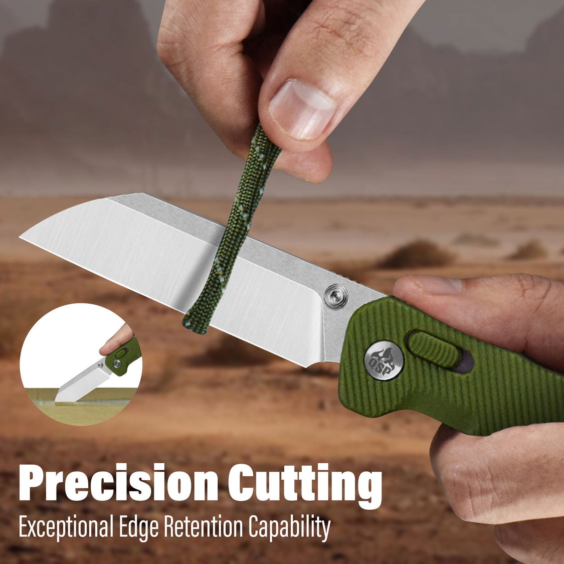 QSP Knife Penguin QS130GL-B1 14C28N Blade OD Green FRN Handle Glyde Lock