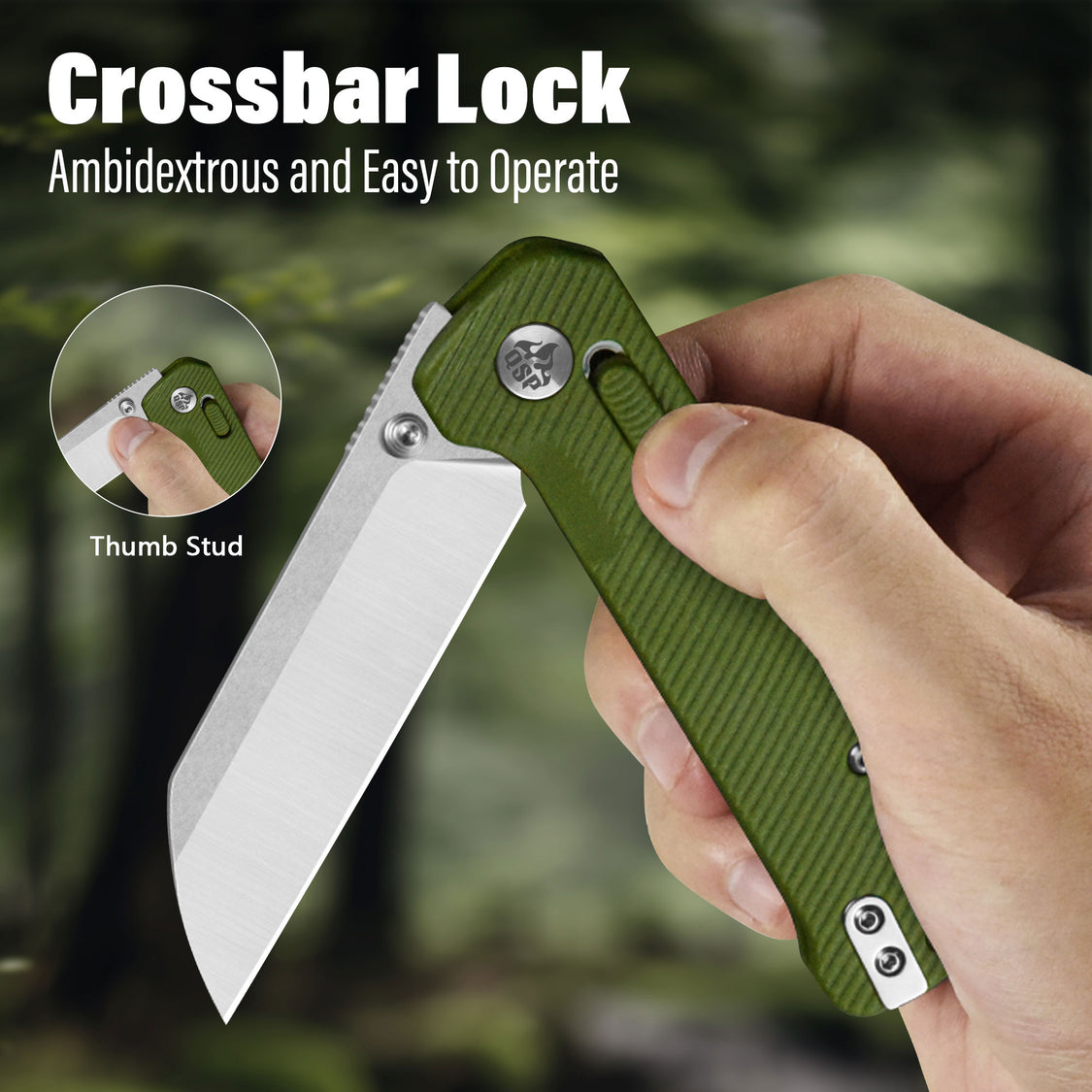 QSP Knife Penguin QS130GL-B1 14C28N Blade OD Green FRN Handle Glyde Lock