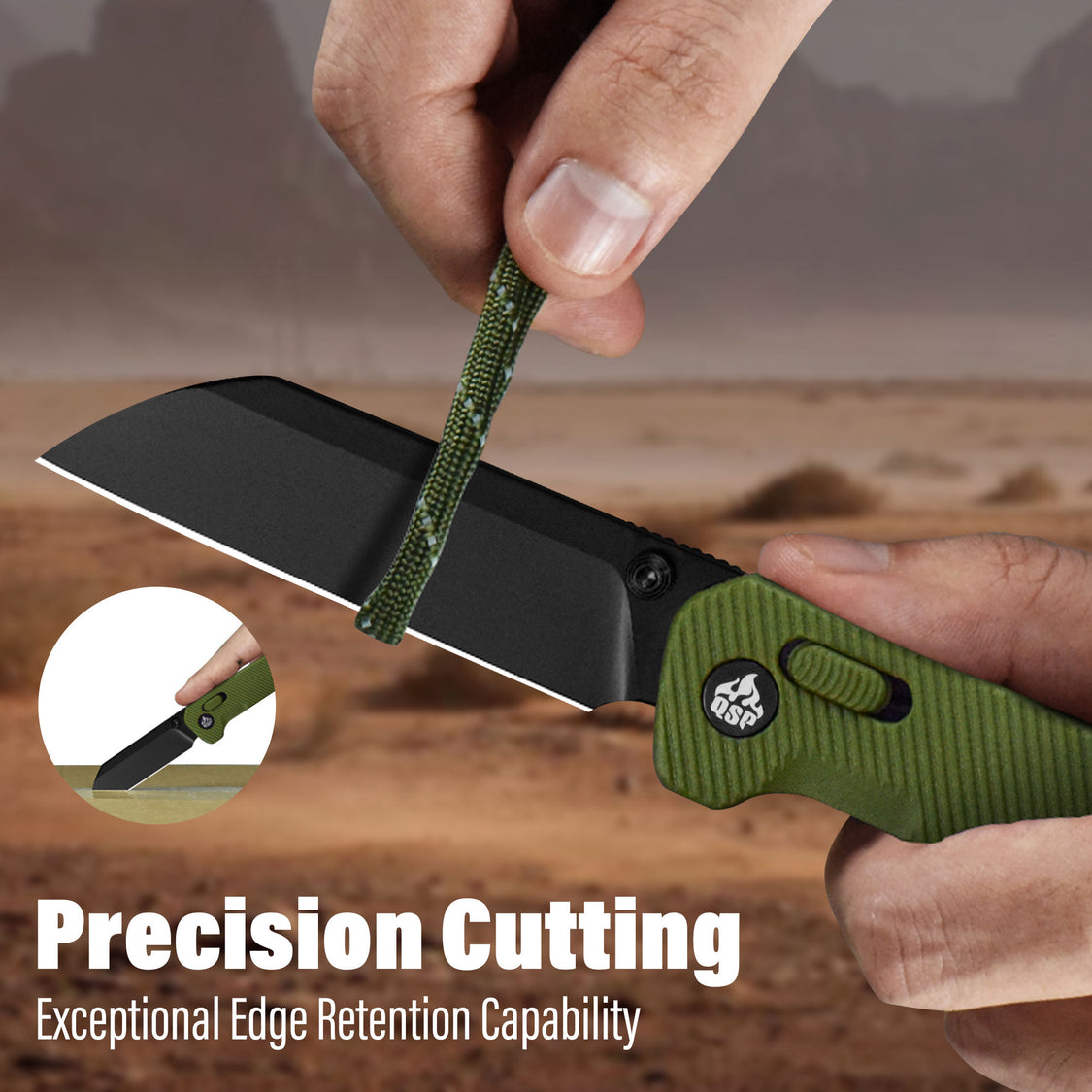 QSP Knife Penguin QS130GL-B2 Black 14C28N Blade OD Green FRN Handle Glyde Lock