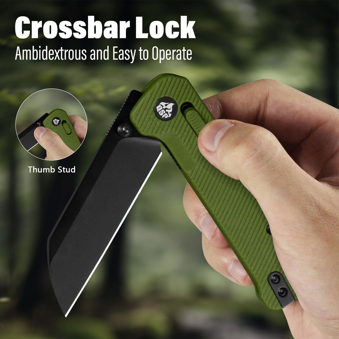 QSP Knife Penguin QS130GL-B2 Black 14C28N Blade OD Green FRN Handle Glyde Lock