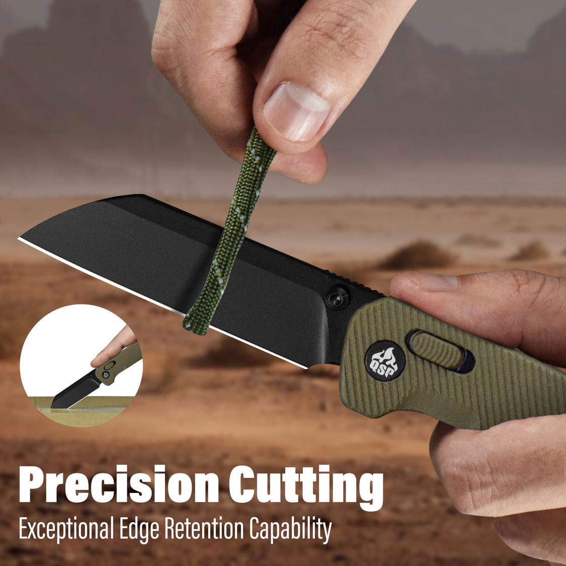 QSP Penguin QS130GL-C2 Black 14C28N Blade Khaki FRN Handle Glyde Lock Pocket Knife