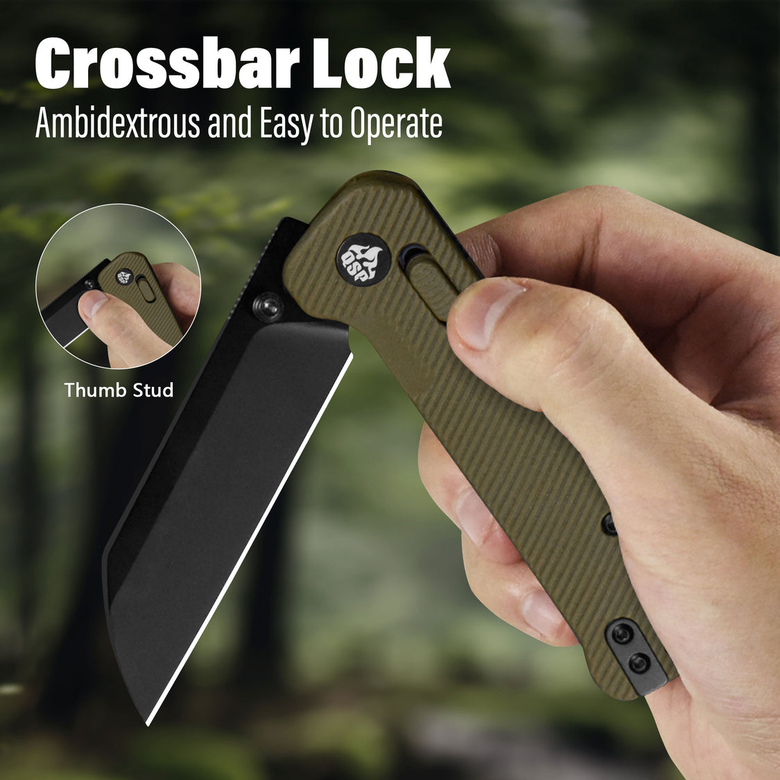 QSP Penguin QS130GL-C2 Black 14C28N Blade Khaki FRN Handle Glyde Lock Pocket Knife