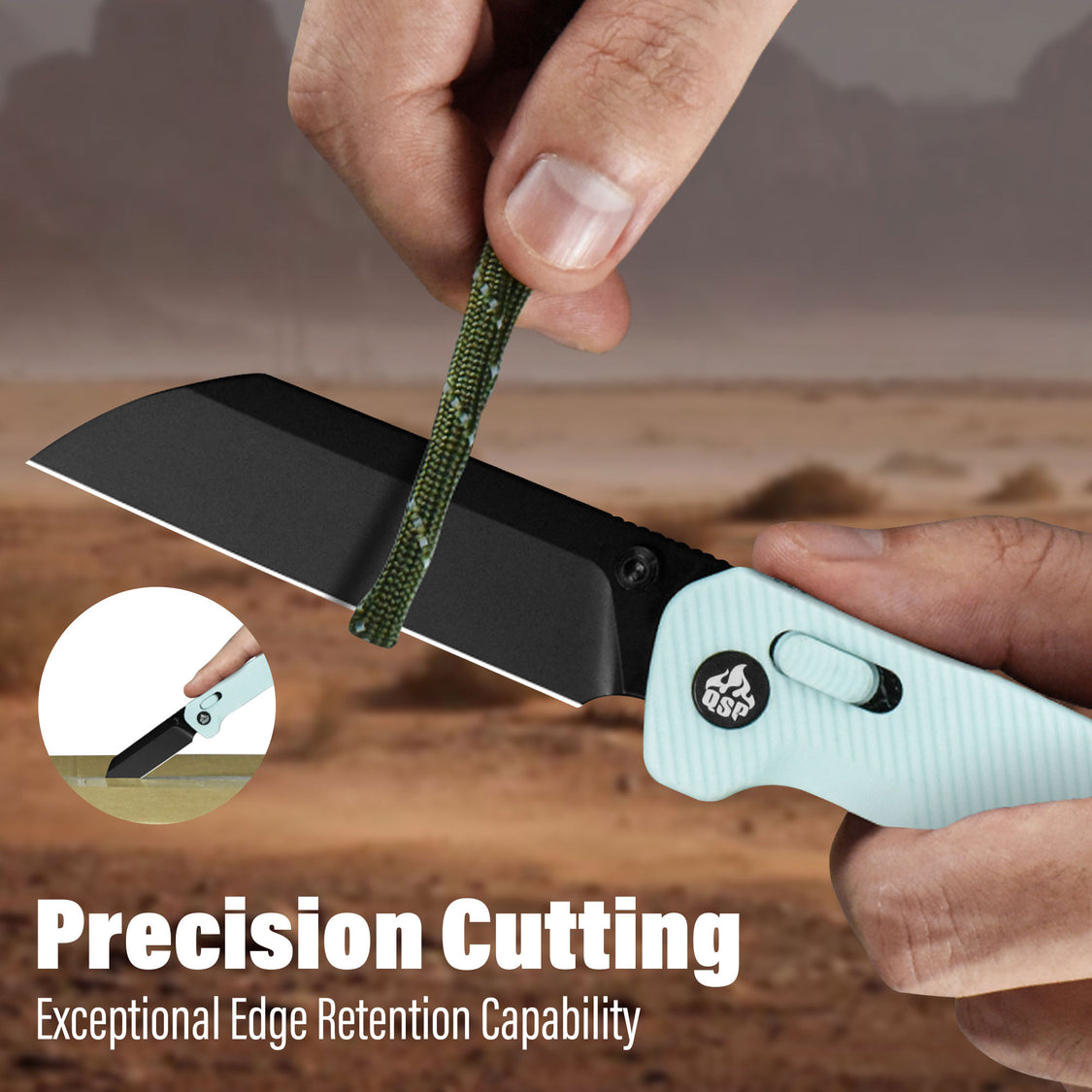 QSP Penguin QS130GL-D2 Black 14C28N Blade Blue FRN Handle Glyde Lock Pocket Knife